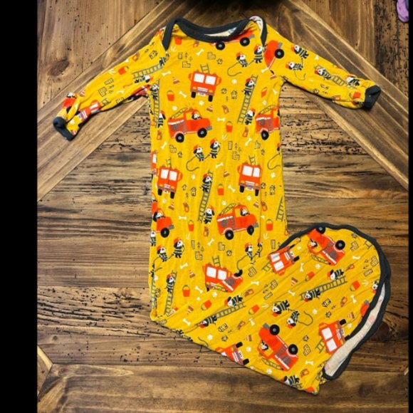 Little Sleepies Pajamas Little Sleepies Firetruck Pups Knotted Gown